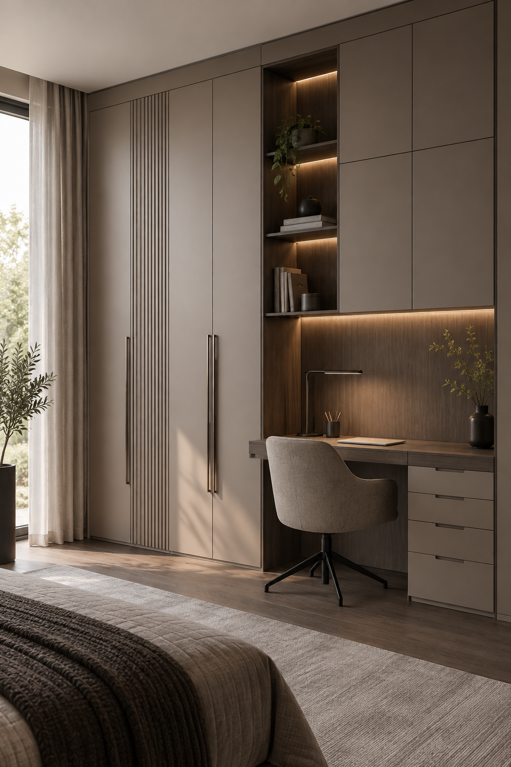 Wizualizacja lakierowanej zabudowy z laminatem drewnopodobnym